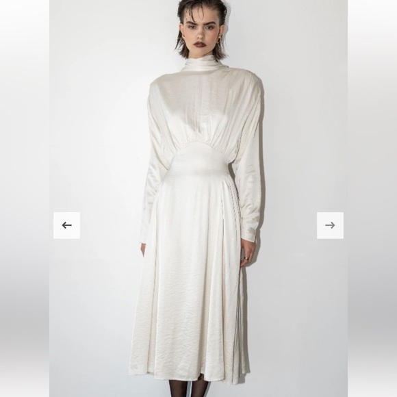 NWT The BEKK Nina High Neck Tea Length Dress Women’s Small ivory - Picture 10 of 11
